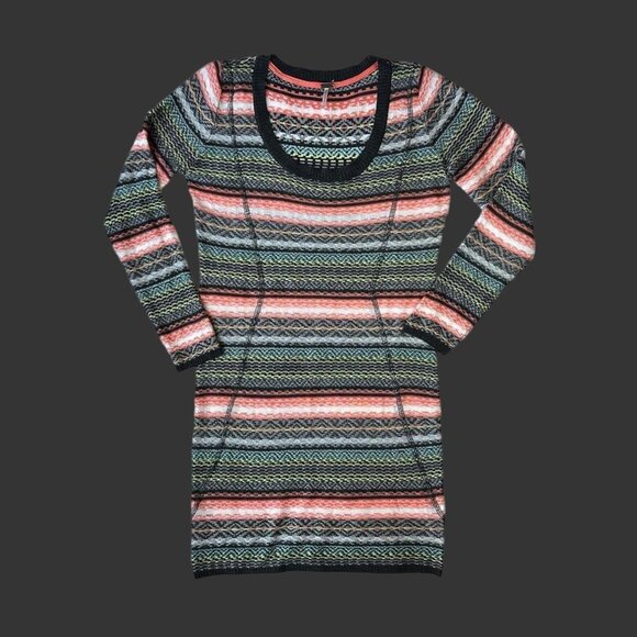 striped knit sweater mini dress fair isle pattern poof size M - Picture 5 of 7